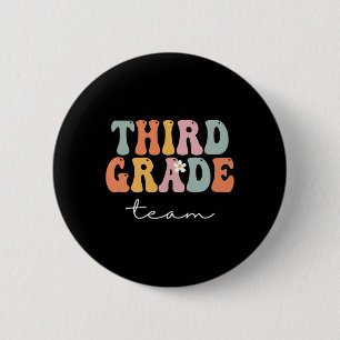 Grade Team Retro Groovy Vintage First Day Of Schoo 6 Cm Round Badge
