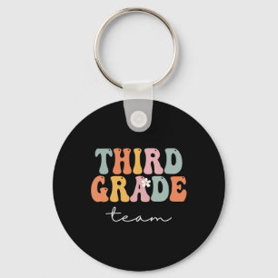 Grade Team Retro Groovy Vintage First Day Of Schoo Key Ring