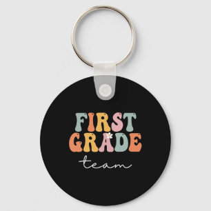 Grade Team Retro Groovy Vintage First Day Of Schoo Key Ring