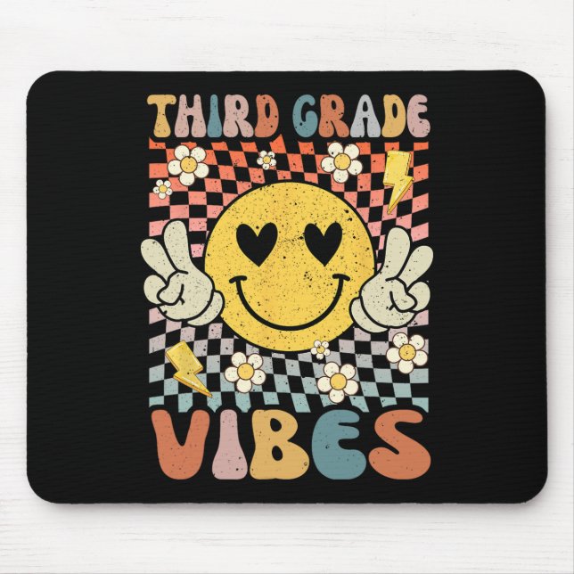 Grade Vibes 3rd Grade Retro Teacher 1st Day Of Sch Mouse Pad (Front)