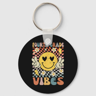 Grade Vibes 4th Grade Retro Teacher 1st Day Of Sch Key Ring