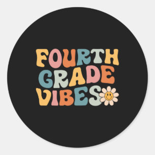 Grade Vibes - 4th Grade Team Retro 1st Day Of Scho Classic Round Sticker