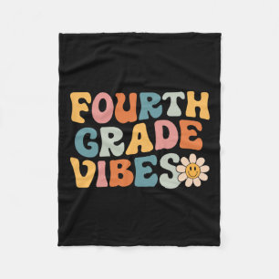 Grade Vibes - 4th Grade Team Retro 1st Day Of Scho Fleece Blanket