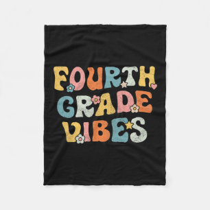 Grade Vibes - 4th Grade Team Retro 1st Day Of Scho Fleece Blanket