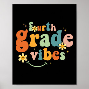 Grade Vibes 4th Grade Team Retro 1st Day Of School Poster