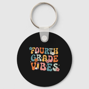 Grade Vibes Back To School Retro 4th Grade Teacher Key Ring