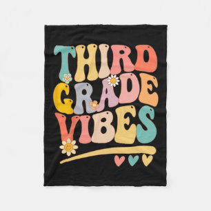 Grade Vibes For Girls Boys 3rd Grade Teacher Fleece Blanket
