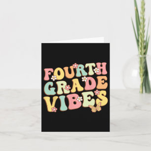 Grade Vibes Hello Team 4th Grade Teacher Kids Retr Card