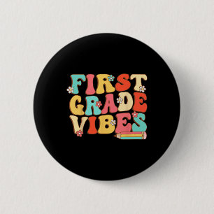 Grade Vibes Retro Groovy - 1st Grade Back To Schoo 6 Cm Round Badge