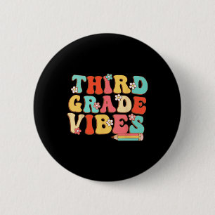 Grade Vibes Retro Groovy - 3rd Grade Back To Schoo 6 Cm Round Badge