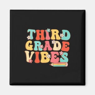 Grade Vibes Retro Groovy - 3rd Grade Back To Schoo Magnet