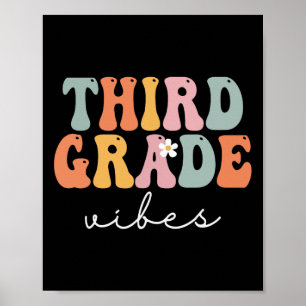 Grade Vibes Retro Groovy Vintage First Day Of Scho Poster
