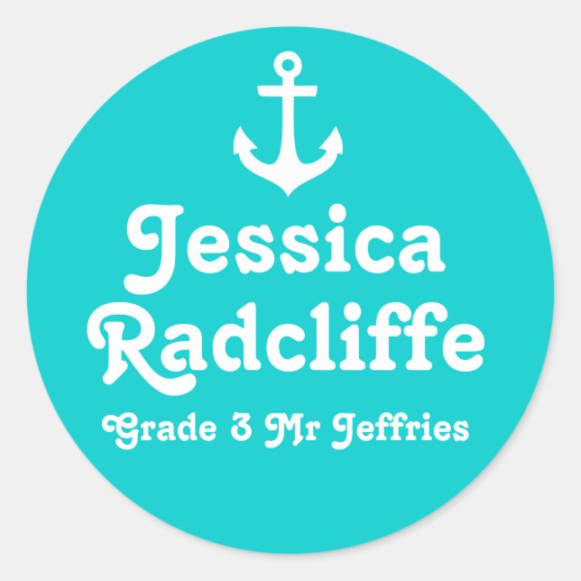 Grader school education name anchor id sticker (Front)
