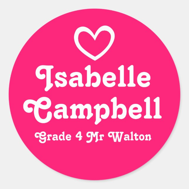 Grader school education name heart id sticker (Front)