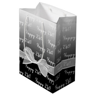 Gradient 21st Birthday With White Bow Medium Gift Bag