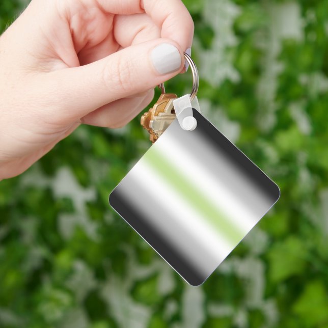Gradient Agender Pride Flag with Custom Name Key Ring (Hand)