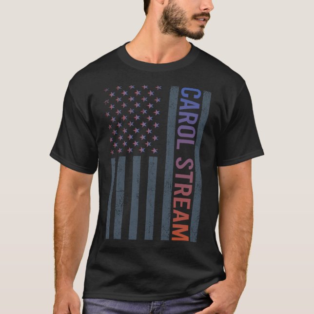 Gradient American Flag Carol Stream T-Shirt (Front)