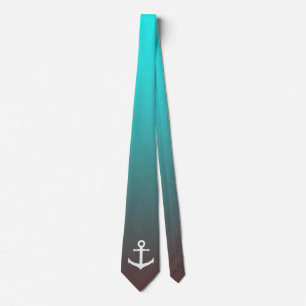Gradient aqua red white anchor tie
