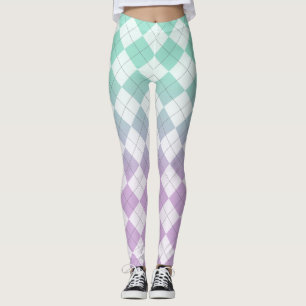 Gradient Argyles - Light Purple and Green Leggings