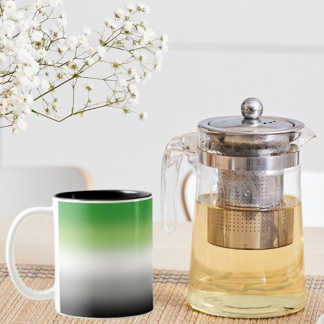 Gradient Aromantic Flag – Colourful Aromantic Prid Two-Tone Coffee Mug (Creator Uploaded)