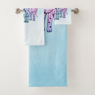 Gradient Background And Elephant Bath Towel Set