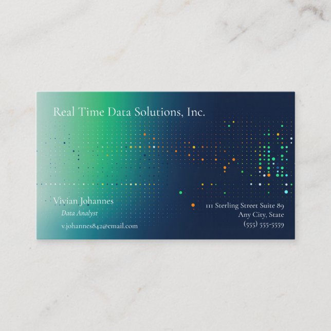 Gradient background in green and blues with dots  business card (Front)