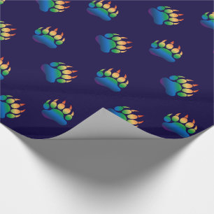 Gradient Bear Paw Rainbow Flag Wrapping Paper