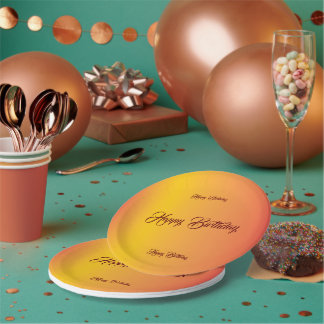 Gradient Birthday Celebration Paper Plate