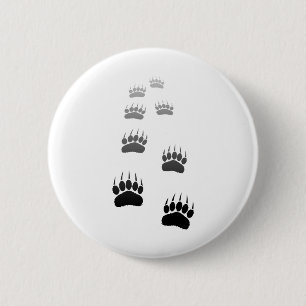 Gradient Black Bear Paw Print 6 Cm Round Badge
