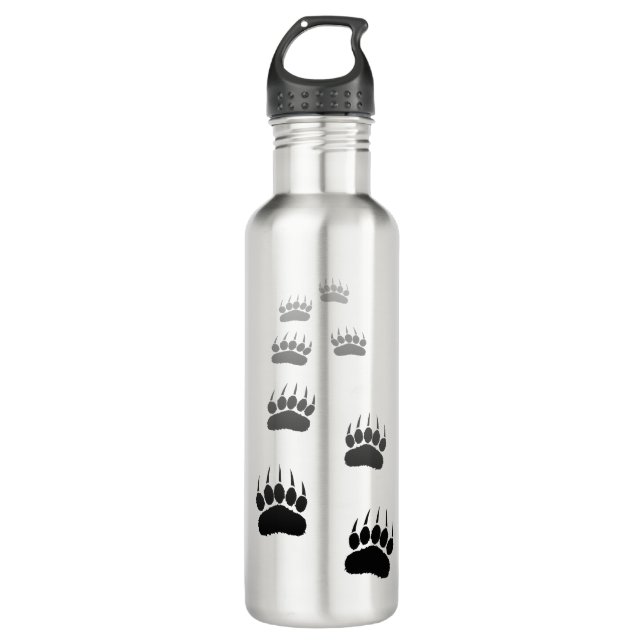 Gradient Black Bear Paw Print 710 Ml Water Bottle (Front)