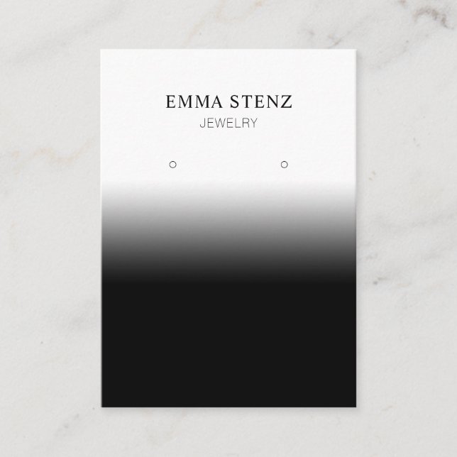 Gradient Black n White Earring Jewellery Display Business Card (Front)