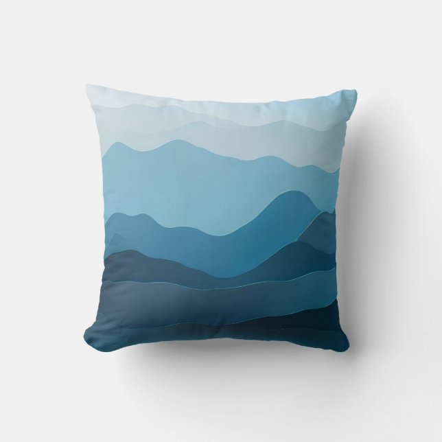 Gradient Block Throw Pillow in Soft Blues (Front)