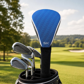 Gradient Blue Chevron Monogram Golf Head Cover