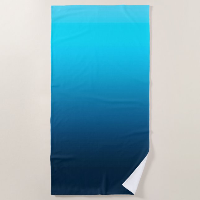 Gradient blue ombre beach towel (Front)