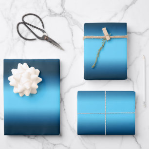 Gradient blue ombre wrapping paper sheet