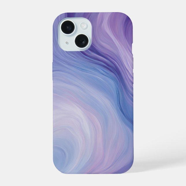 Gradient Blue, Purple Abstract Wavy Pattern  iPhone 15 Case (Back)
