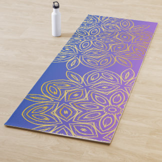 Gradient Blue-Purple Monogram Gold Mandala  Yoga Mat