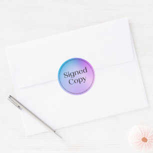 Gradient Blue Simple Signed Copy Novel Book Classic Round Sticker