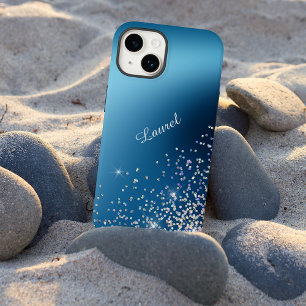 Gradient Blue Sky Silver Glow Confetti Case-Mate iPhone 14 Case