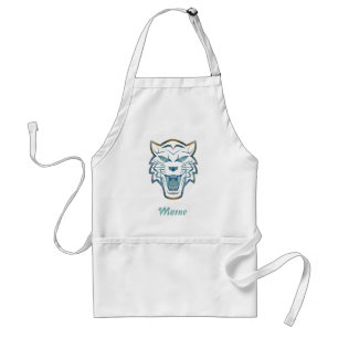 Gradient blue tiger silhouette monogram standard apron