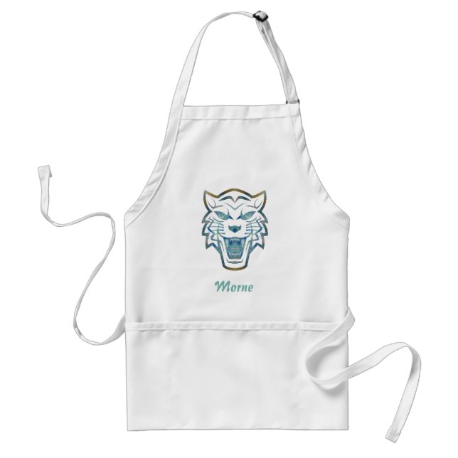 Gradient blue tiger silhouette monogram standard apron (Front)
