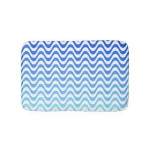 Gradient Blue Waves Bath Mat