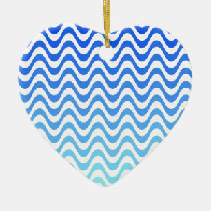 Gradient Blue Waves Ceramic Tree Decoration