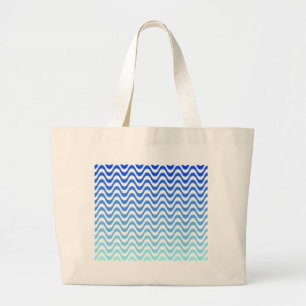 Gradient Blue Waves Large Tote Bag