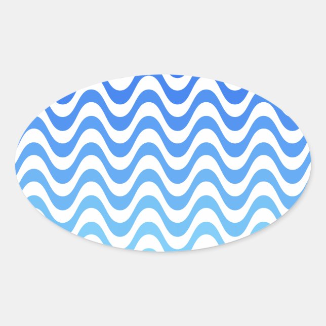 Gradient Blue Waves Oval Sticker (Front)