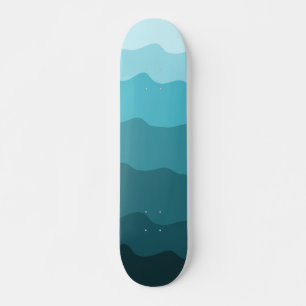 Gradient Blue Waves Pattern Minimalist  Skateboard