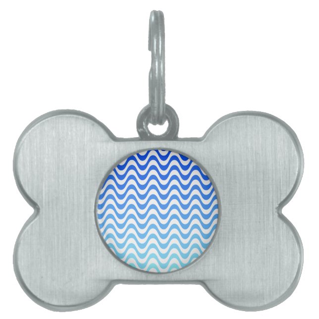 Gradient Blue Waves Pet Name Tag (Front)