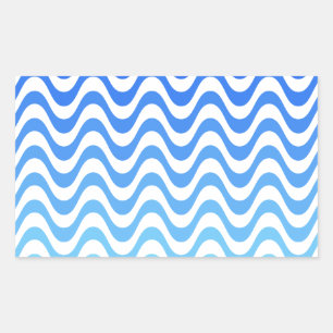 Gradient Blue Waves Rectangular Sticker