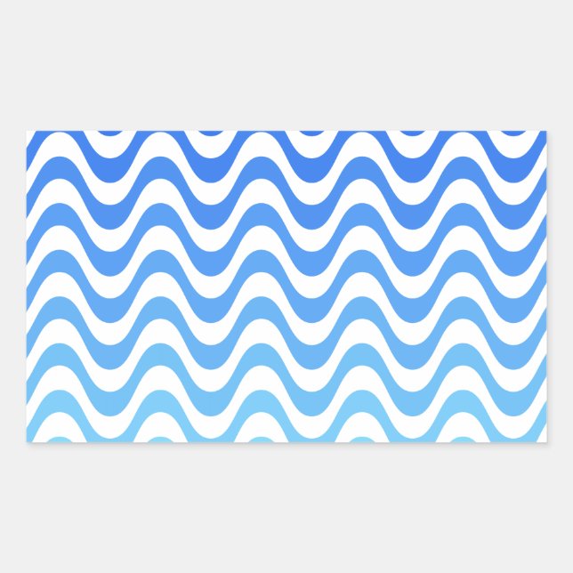 Gradient Blue Waves Rectangular Sticker (Front)