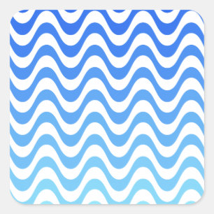 Gradient Blue Waves Square Sticker